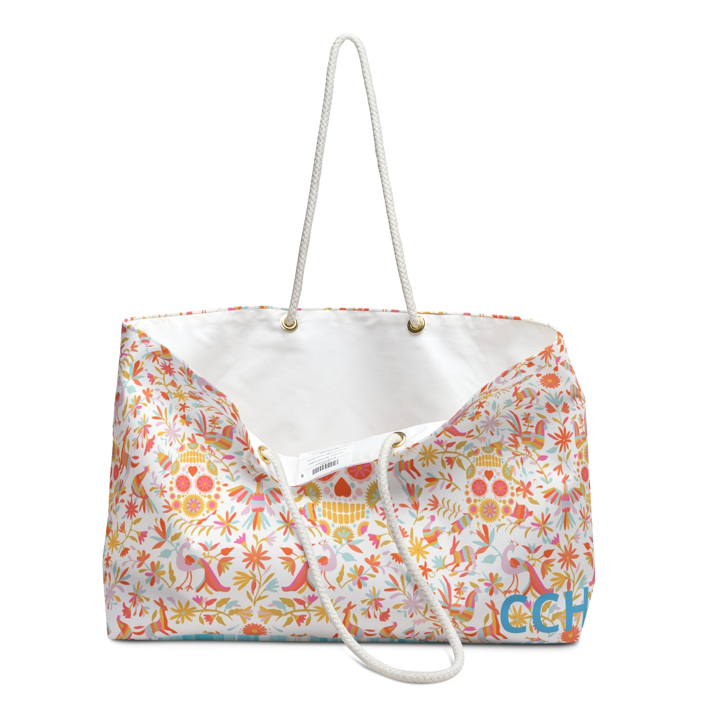 
                  
                    Floral Sugar Skull Weekender Bag — Colorful Day of the Dead Travel Tote
                  
                