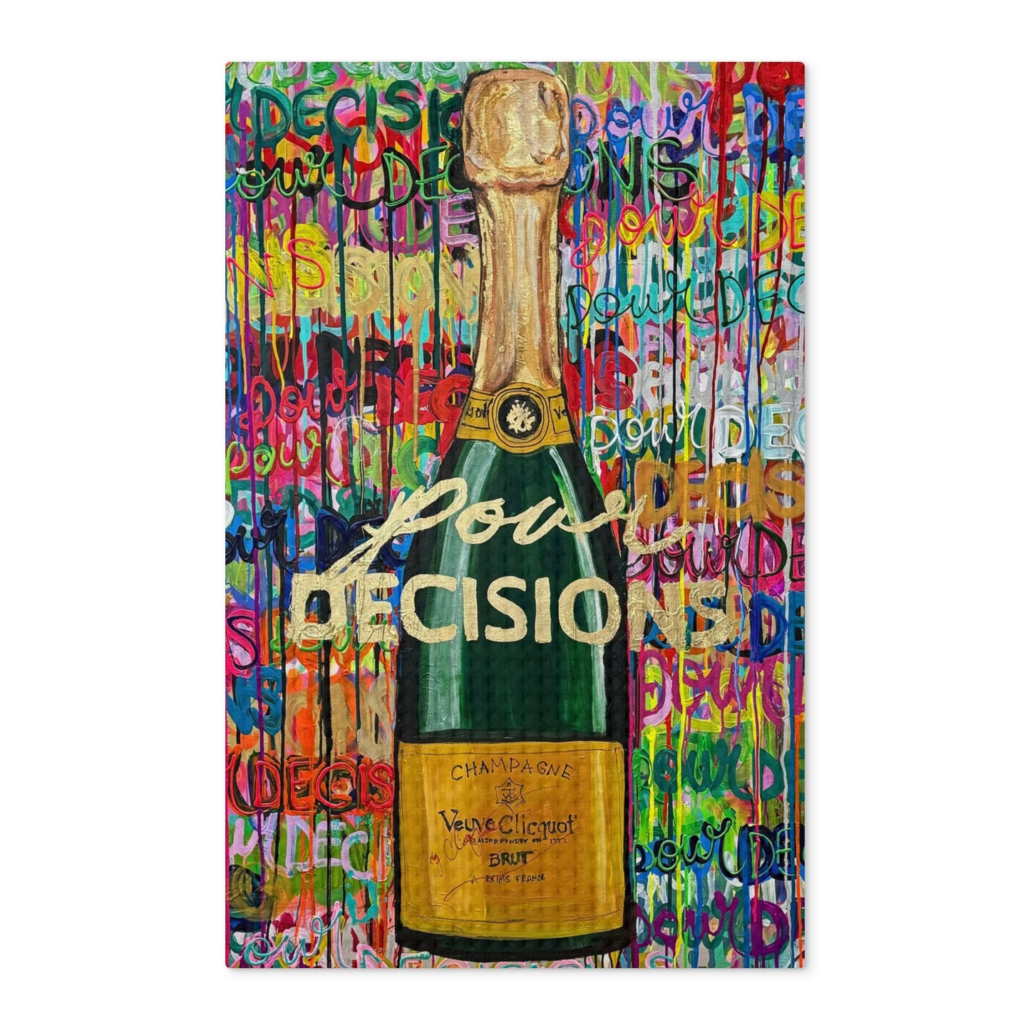 
                  
                    Waffle Weave Double-Sided Tea Towel — Colorful Champagne 'Pour Decisions' & Bubble Art
                  
                