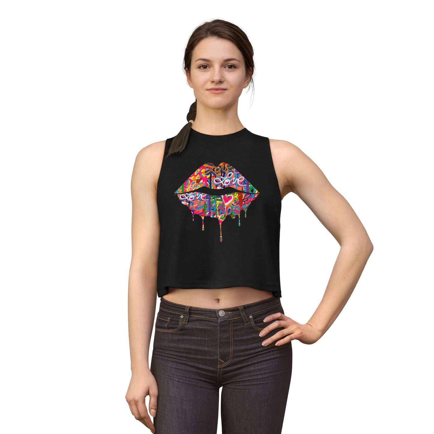 
                  
                    Crop Top — Colorful Drip Graffiti Lips Graphic
                  
                