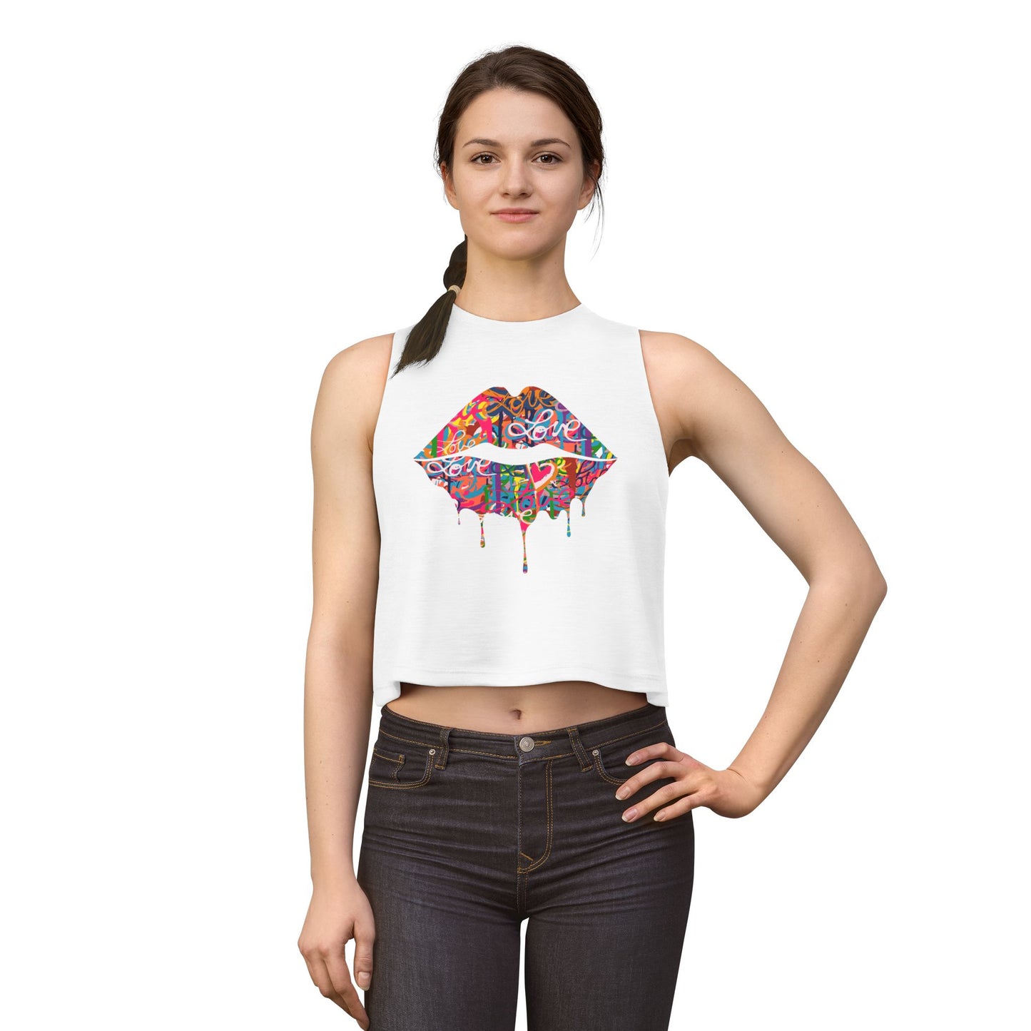 
                  
                    Crop Top — Colorful Drip Graffiti Lips Graphic
                  
                