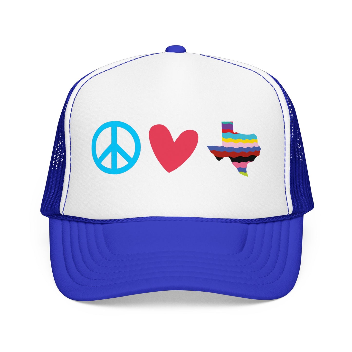 
                  
                    Peace Love Texas Trucker Hat — Foam Mesh Cap
                  
                