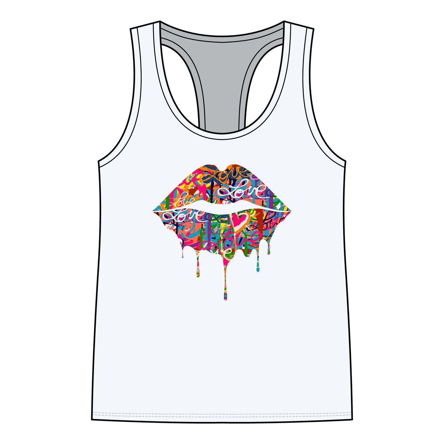 
                  
                    Unisex Graffiti Drip Lip Racerback Tank
                  
                