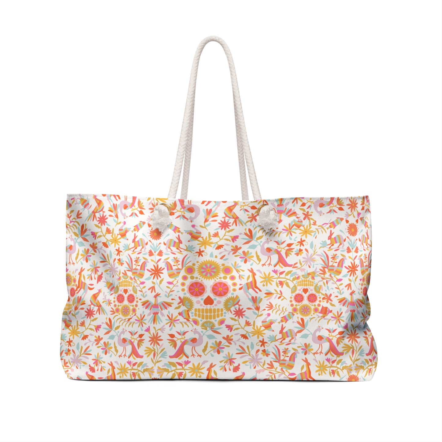 
                  
                    Floral Sugar Skull Weekender Bag — Colorful Day of the Dead Travel Tote
                  
                