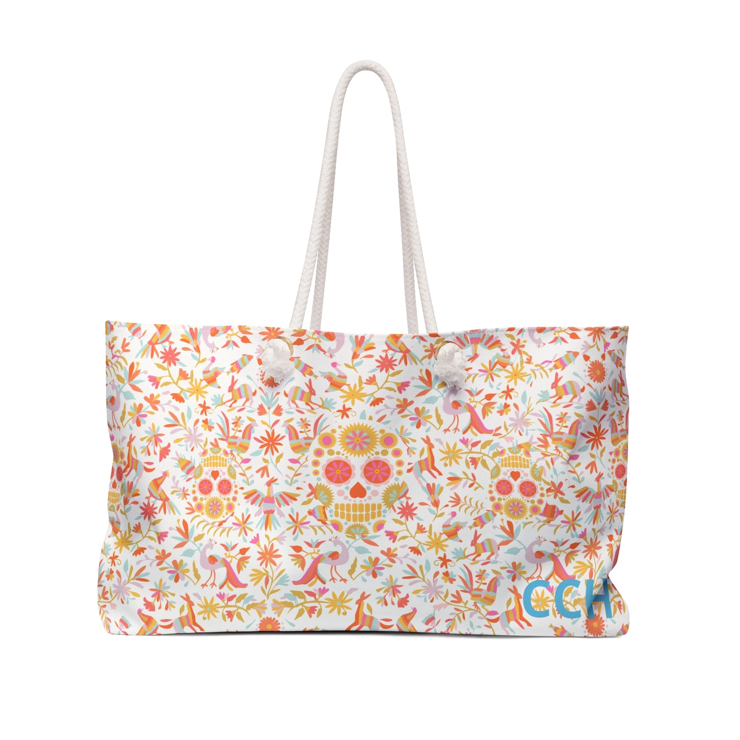 
                  
                    Floral Sugar Skull Weekender Bag — Colorful Day of the Dead Travel Tote
                  
                