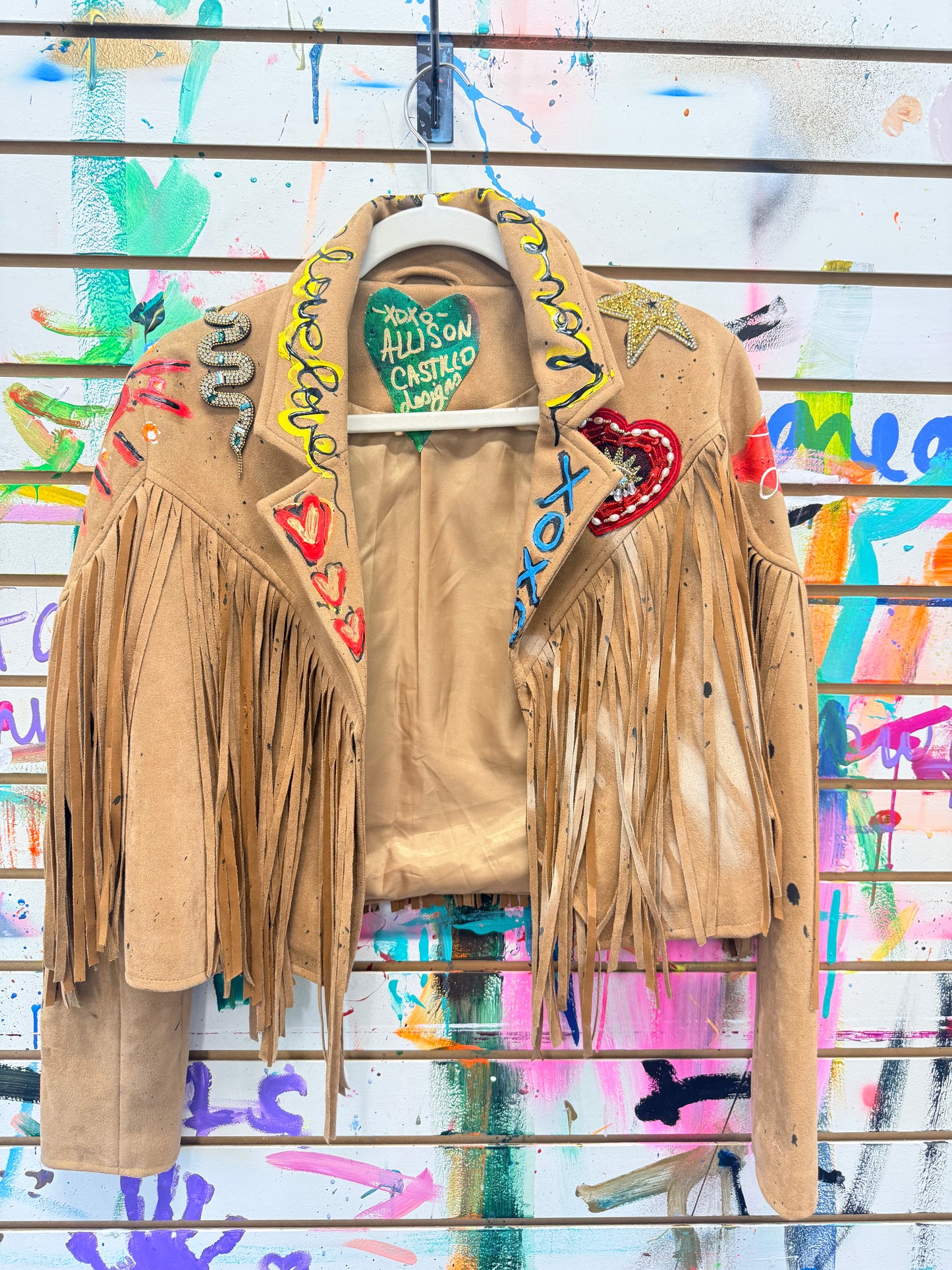 
                  
                    Suede fringe Love jacket
                  
                