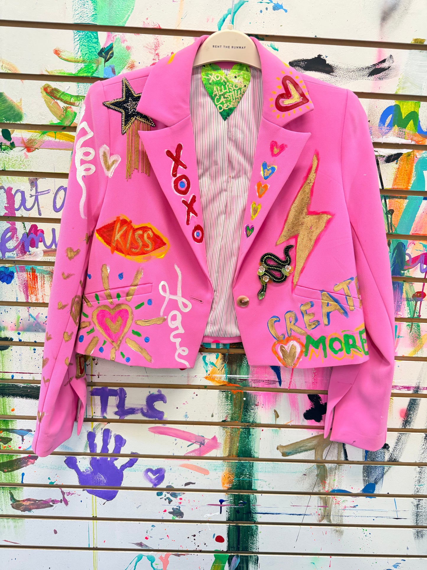 
                  
                    Hot Lips-Cropped Pink Blazer
                  
                