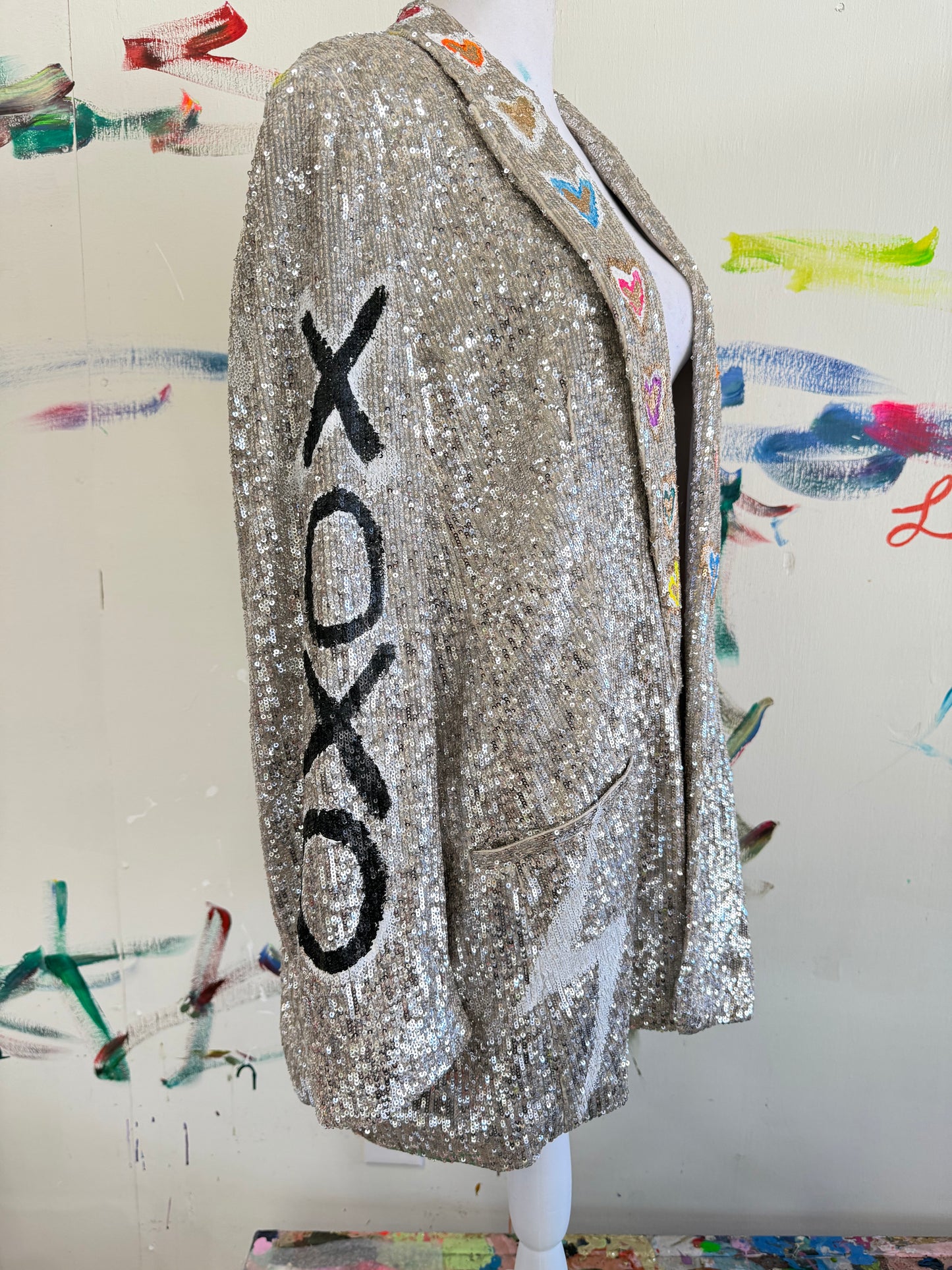 
                  
                    Hand painted sequined jacket
                  
                